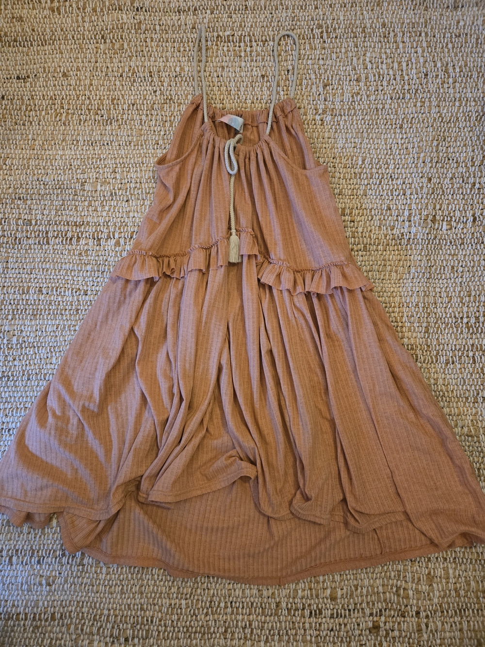 Free People Dusty Rose Ruffle Tiered Spaghetti Strap Dress - Picture 4 of 5